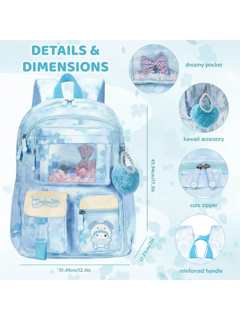 Kawaii Kids Backpack for Girls - Cute Cartoon School Bag for Elementary & Middle